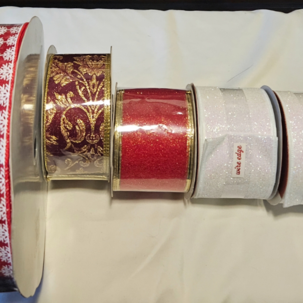 NEW HOLIDAY WIRED RIBBON-6 ROLLS